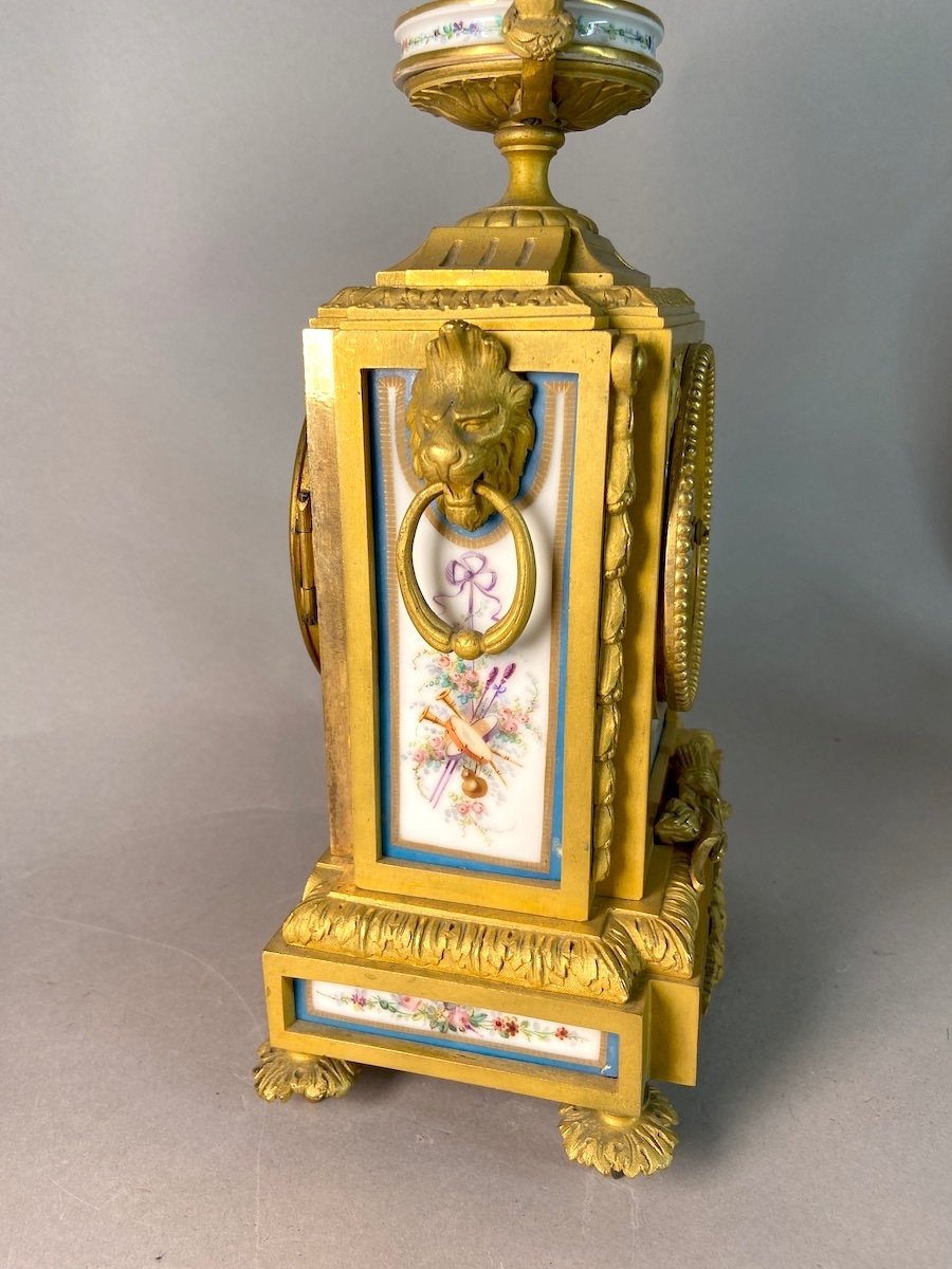 19th Century Louis XVI Ormolu Table Clock With Sevres Porcelain Circa 1855-1860-photo-1