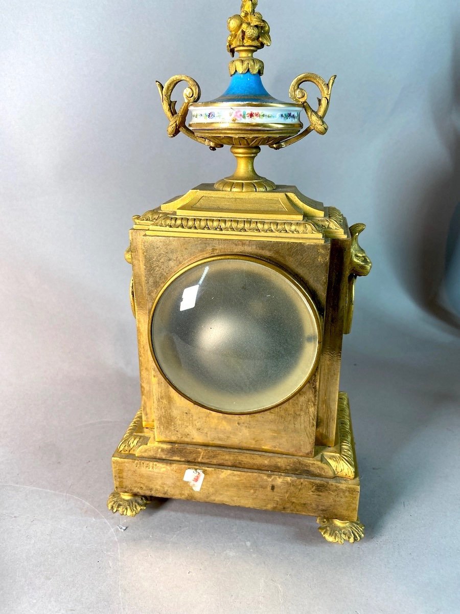 19th Century Louis XVI Ormolu Table Clock With Sevres Porcelain Circa 1855-1860-photo-2