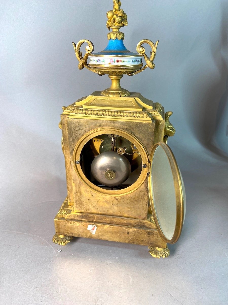 19th Century Louis XVI Ormolu Table Clock With Sevres Porcelain Circa 1855-1860-photo-4