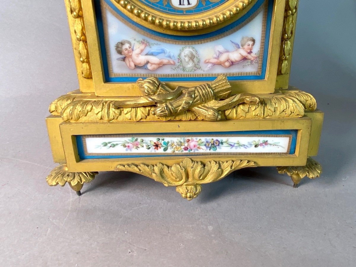 19th Century Louis XVI Ormolu Table Clock With Sevres Porcelain Circa 1855-1860-photo-5