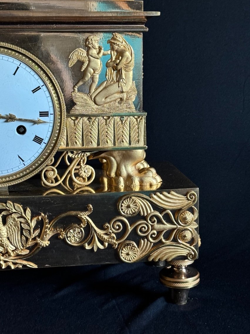 Antique French Empire Ormolu Clock 1810 - Venus, Cupid And Anteros - Rare Design-photo-5