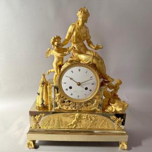  French Empire Gilt Bronze Mantel Clock "love Stung By A Bee" 