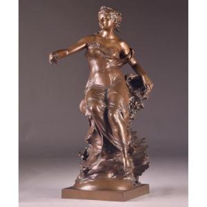 19th Century French Bronze Sculpture Representative Flora, Gustave Michel And F. Barbedienne
