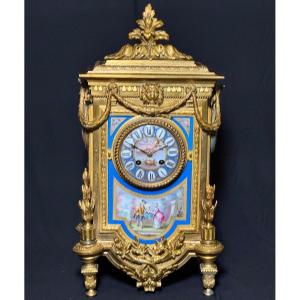 Pendule De Cheminée Louis XVI Xl Du 19ème Siècle, France - Porcelaine De Sèvre