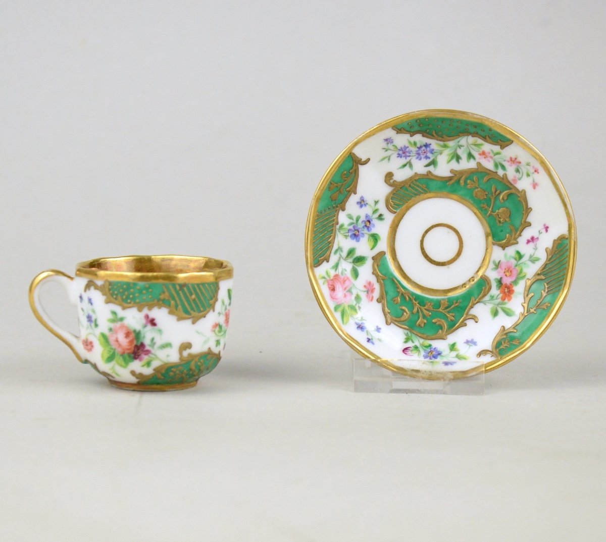 Miniature Tasse En Porcelaine De Bruxelles &agrave; D&eacute;cor Floral Manufacture Faber &agrave; Ixelles 1830-photo-4