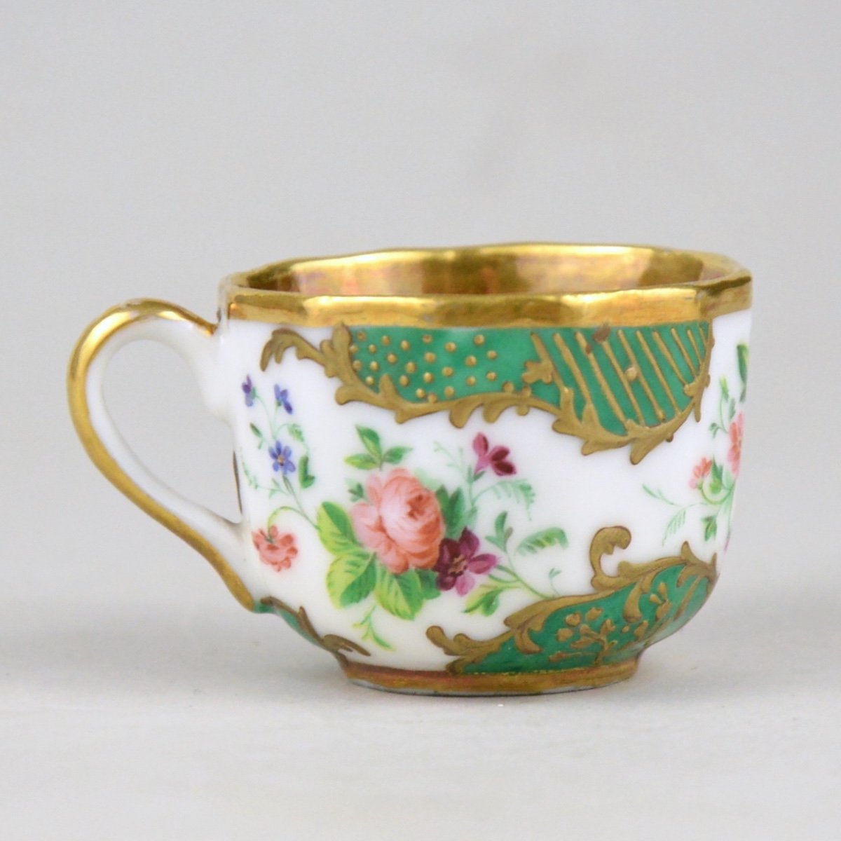 Miniature Tasse En Porcelaine De Bruxelles &agrave; D&eacute;cor Floral Manufacture Faber &agrave; Ixelles 1830-photo-2