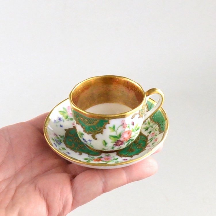 Miniature Tasse En Porcelaine De Bruxelles &agrave; D&eacute;cor Floral Manufacture Faber &agrave; Ixelles 1830-photo-6