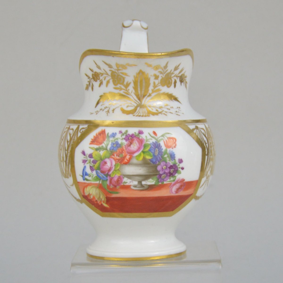  Paris Porcelain Milk Jug With Polychrome Decor Of Flowered Vase On The Entablature 1800-photo-3