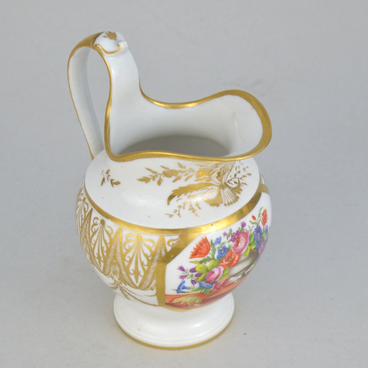  Paris Porcelain Milk Jug With Polychrome Decor Of Flowered Vase On The Entablature 1800-photo-4