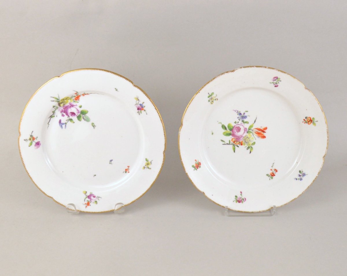 Paire d'Assiettes En Porcelaine à Décor Polychrome De Boisette XVIIIème