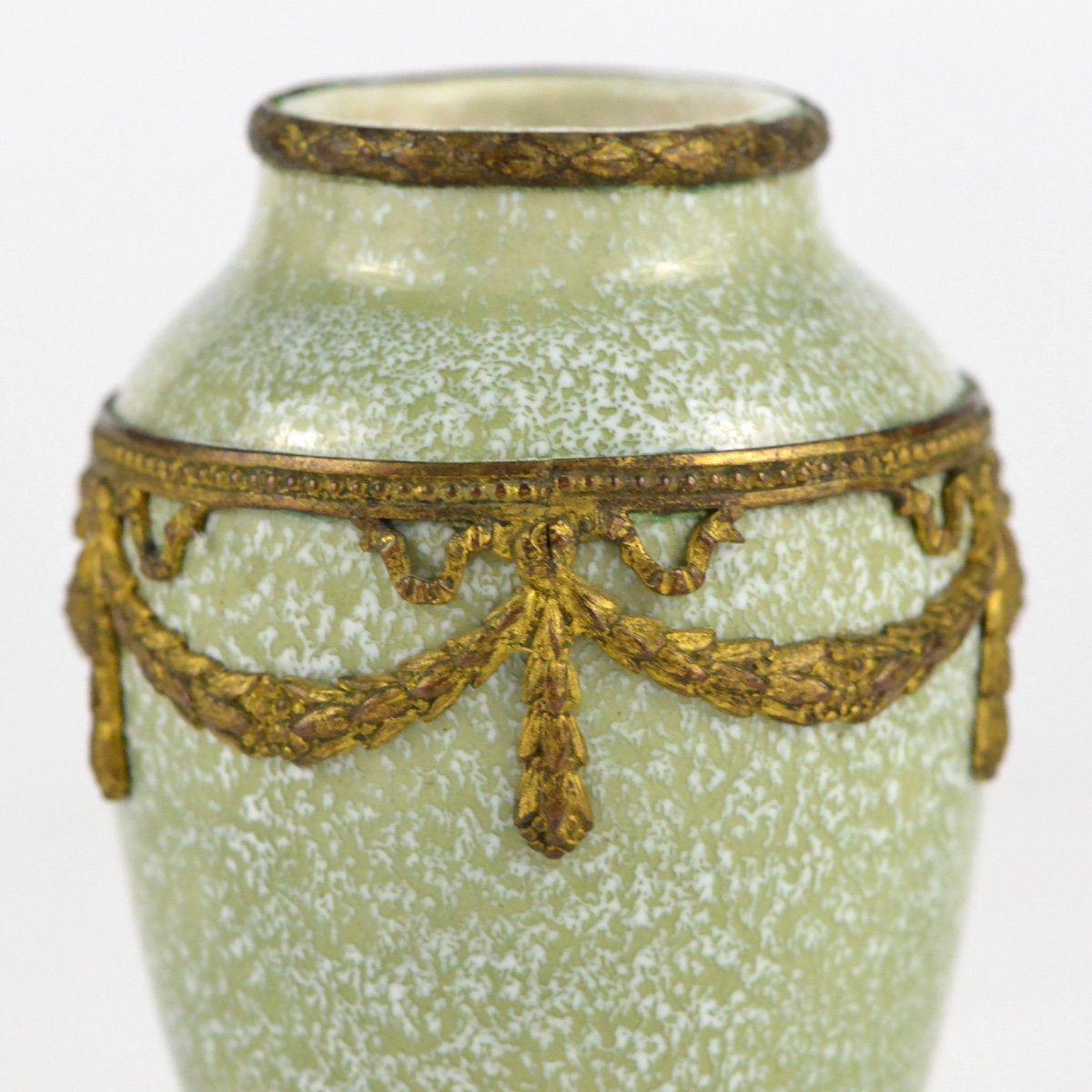 Paul Milet (1870-1950) Sèvres Ceramic Gilt Metal Mounted Vase -photo-1