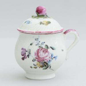 Mennecy Porcelain Creamer With Polychrome Flower Bouquets Decor XVIIIth Century