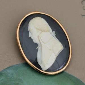 Miniature In 14k Gold With Portrait On Ivory And Ebony