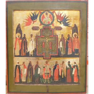 Russian Orthodox Stavrotek Icon – Crucifixion Of Christ, 19th Century.