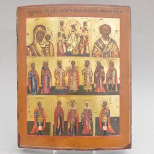 Russian Orthodox Icon With Three Scenes, 19th Century