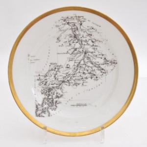 Old Porcelain Plate Decorated With Geographical Map Of The Haute Garonne XIXth Century