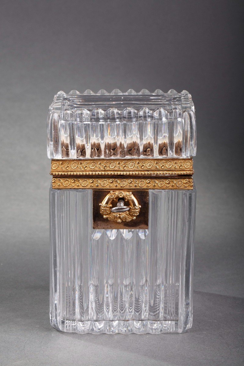 Charles X Cut Crystal Casket With Ormolu Mounts. 