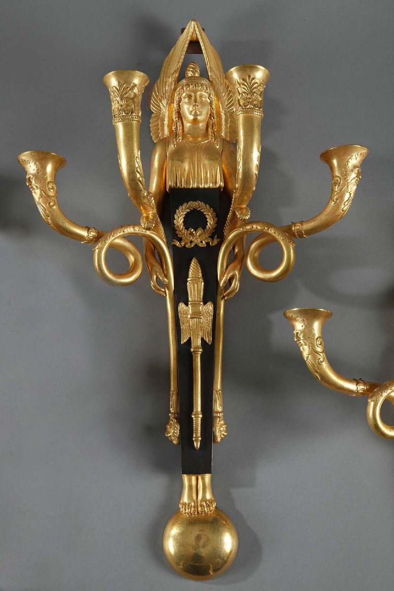 Pair Of Important Ormolu Empire Sconces-photo-2