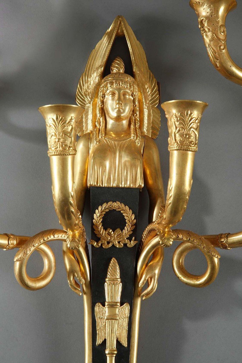 Pair Of Important Ormolu Empire Sconces-photo-3