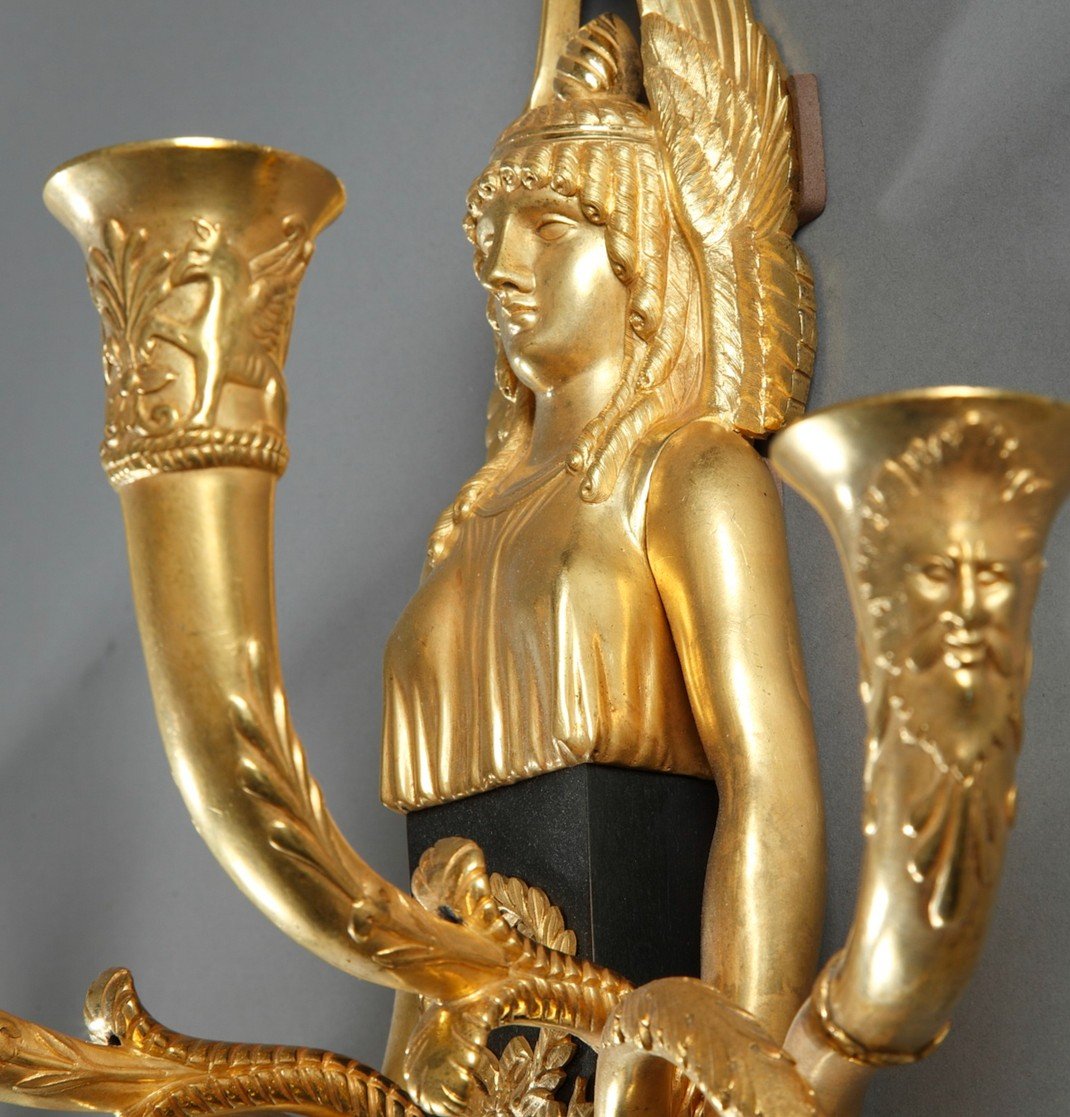 Pair Of Important Ormolu Empire Sconces-photo-8