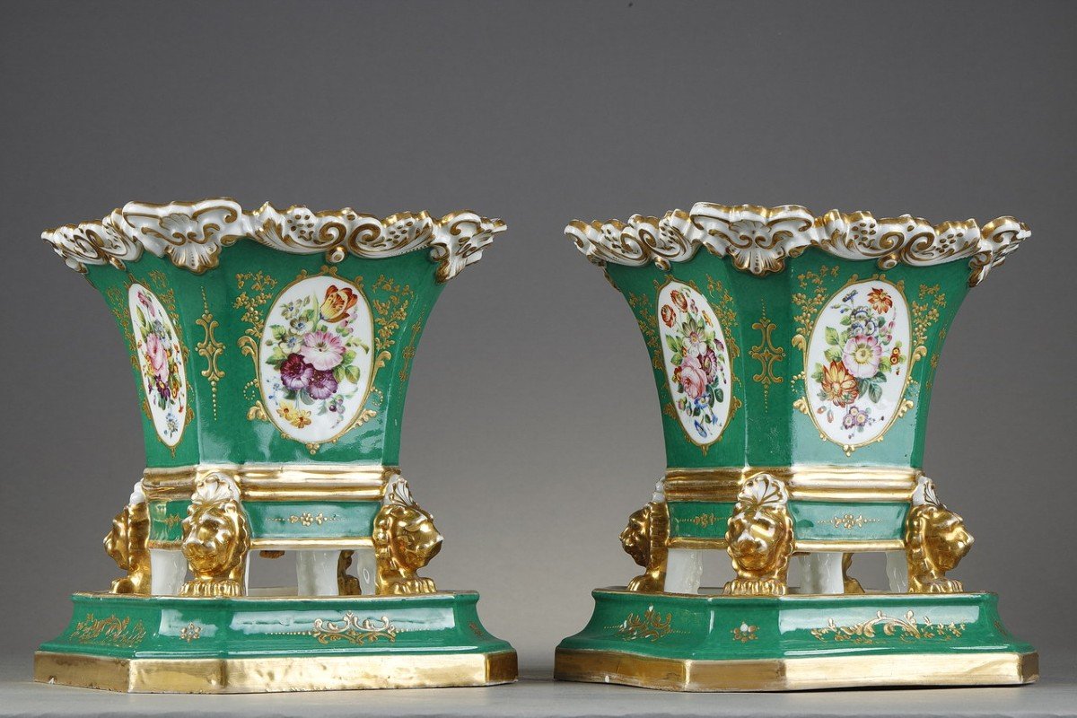 Pair Of Jardiniere Signed By Jacob Petit-photo-3