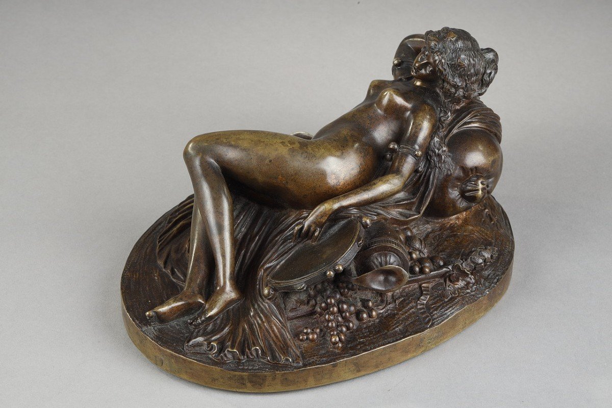 Bronze Bacchante  "femme Allongée", XIX siècle-photo-1