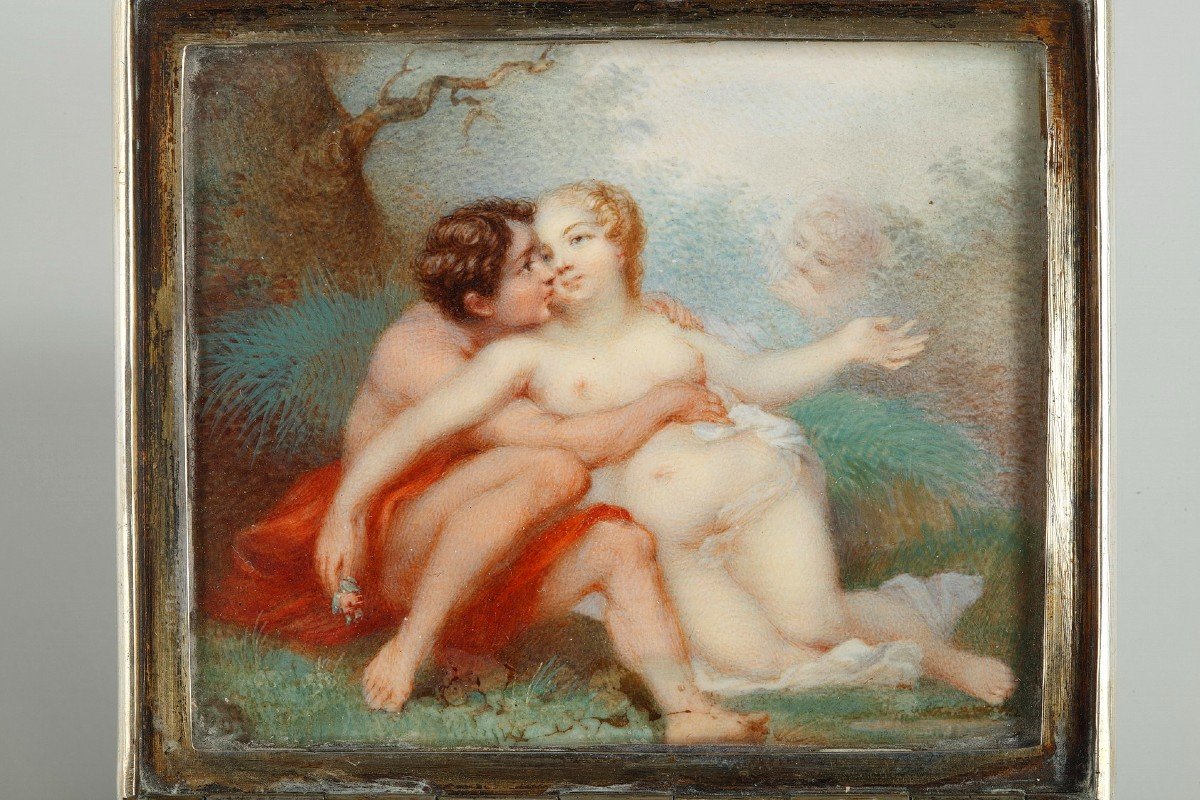 Secret Snuff Box, Two Erotic Miniatures, 19th Century-photo-3