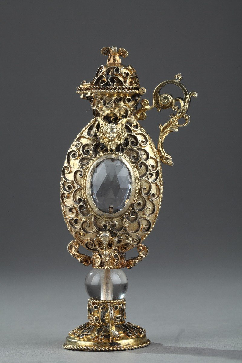 19th Century Vermeil And Crystal Bottle-photo-2