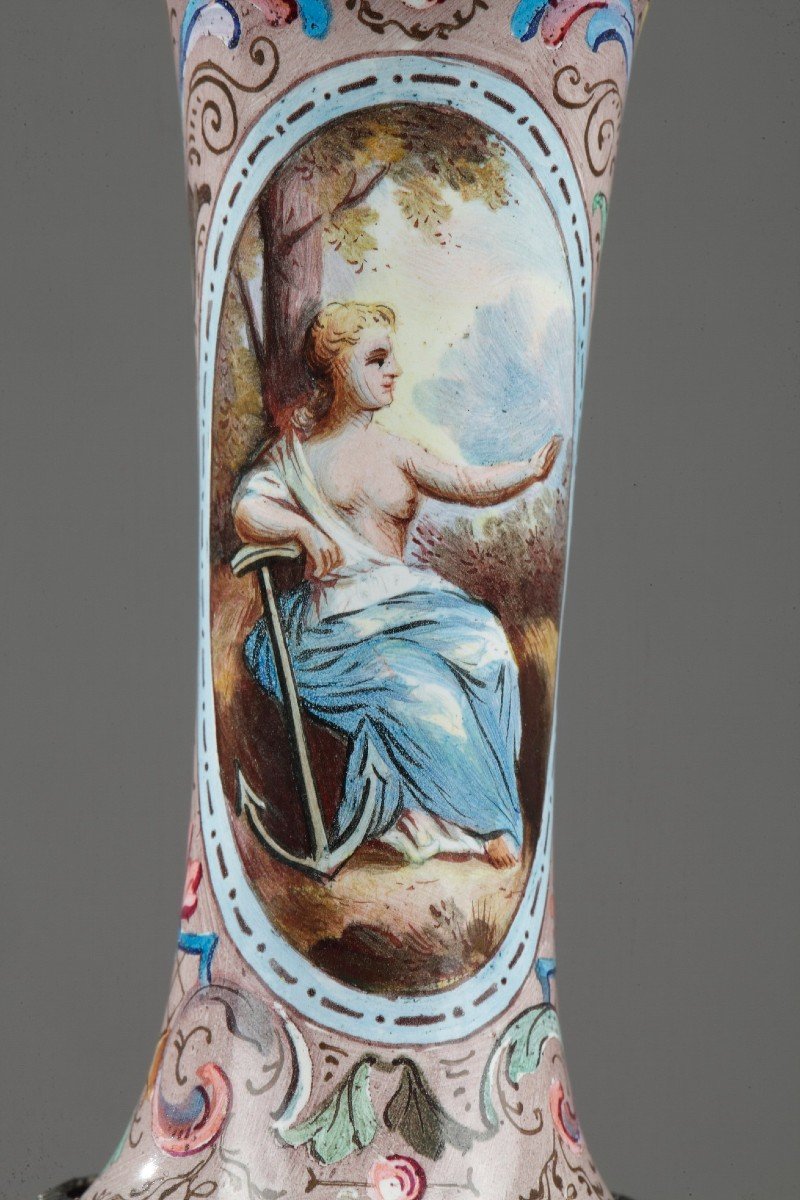 Vase In Silver And Enamel. Vienna. Hermann Böhm. End Of The 19th Century. -photo-1