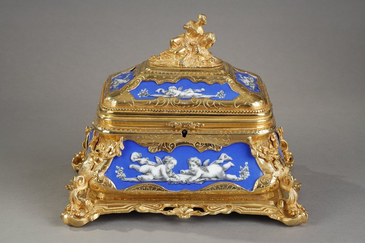 A Gilt Bronze And Porcelain Box, Napoleon 3