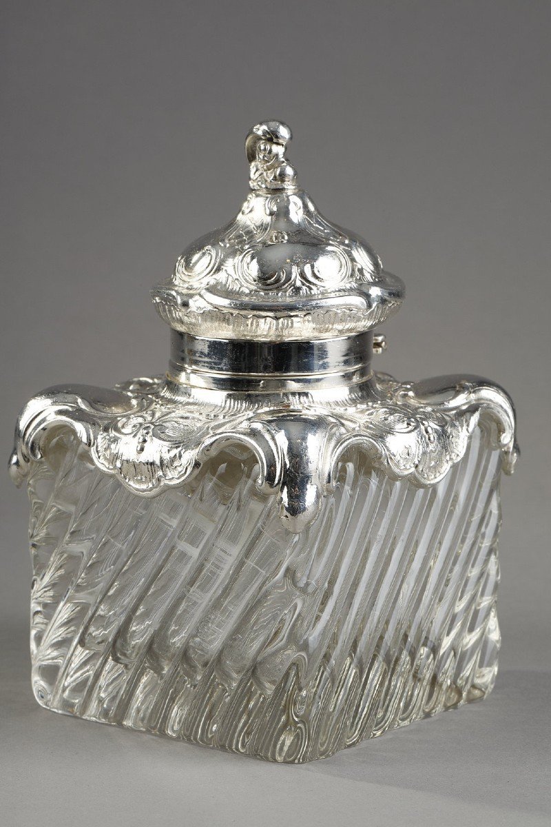 A Napoleon 3 Crystal And Silver Bronze Inkwell-photo-3