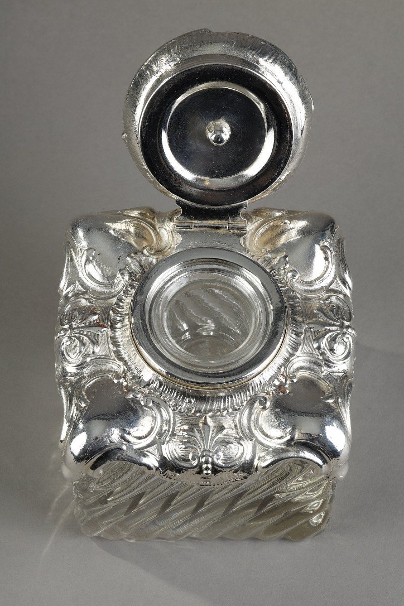 A Napoleon 3 Crystal And Silver Bronze Inkwell-photo-1