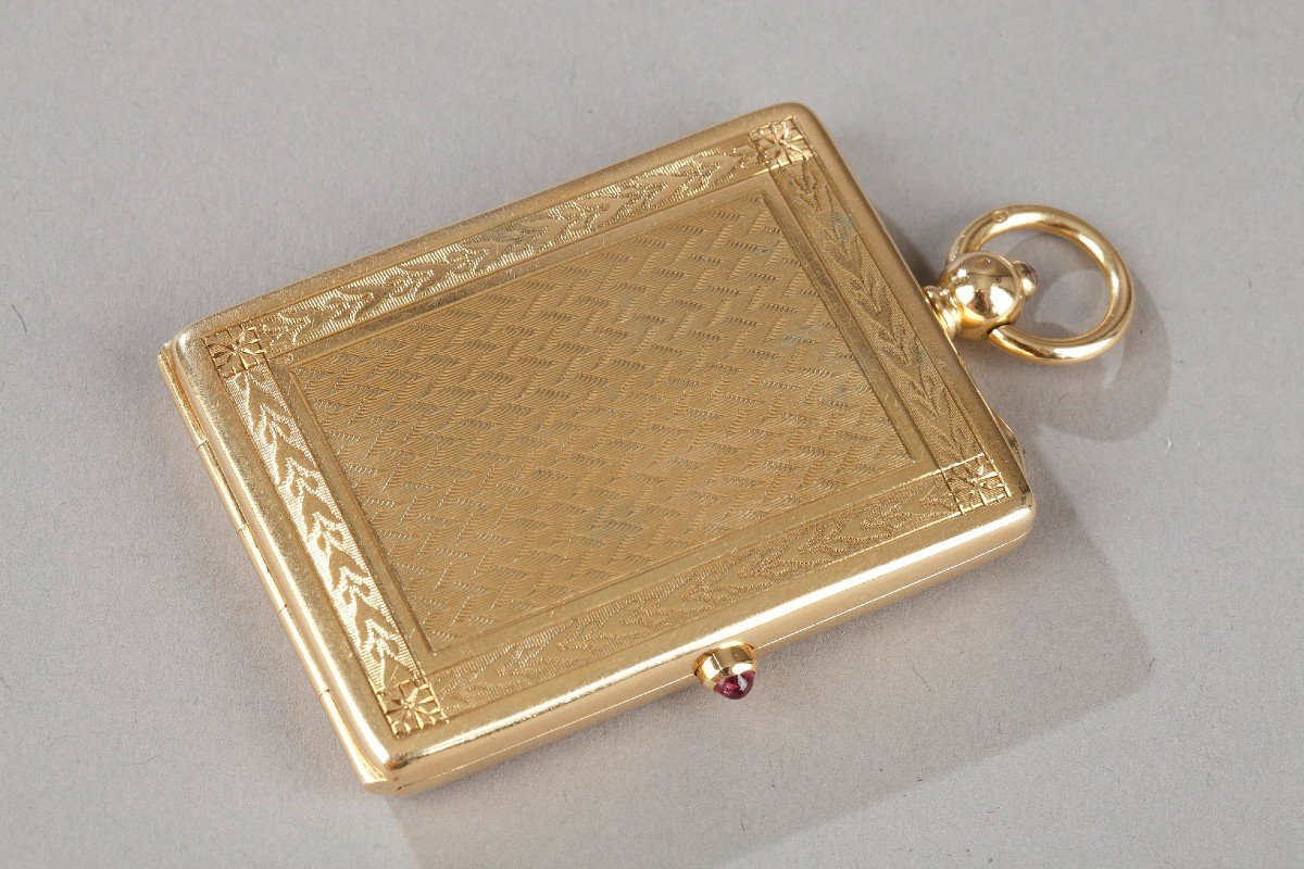 Etui à Portrait Cartier En Or Et Tourmaline