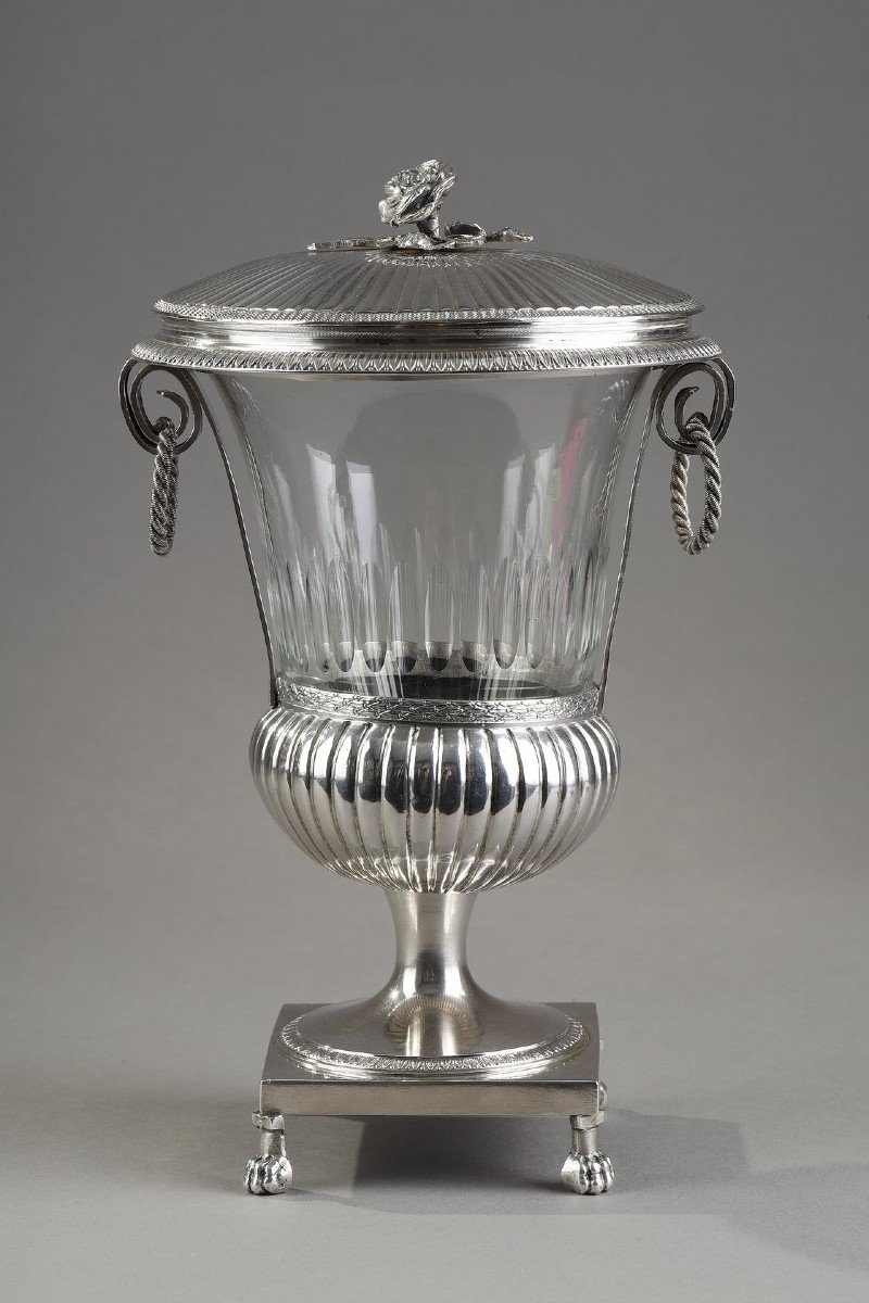 Drageoir In Silver And Crystal Early 19th Century