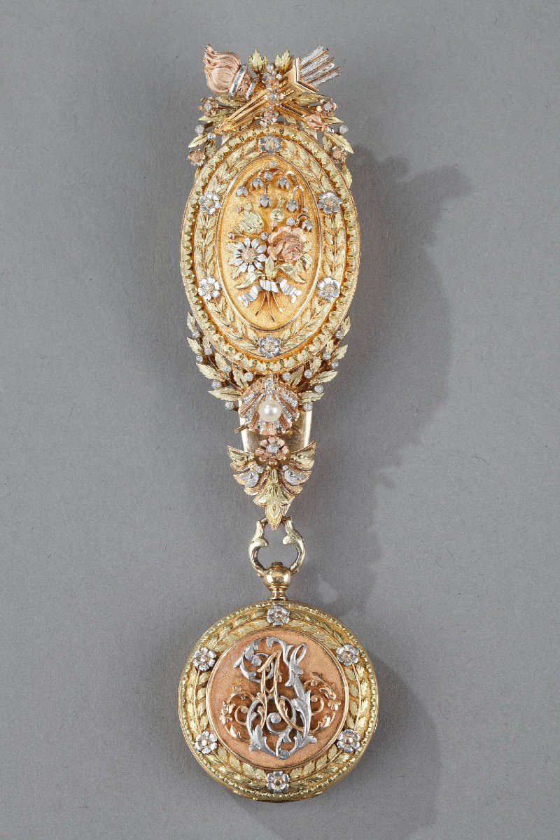 Chatelaine Et Montre En Or. Borgnis-gallanty Et Mellerio. Milieu Du XIXème Siècle 