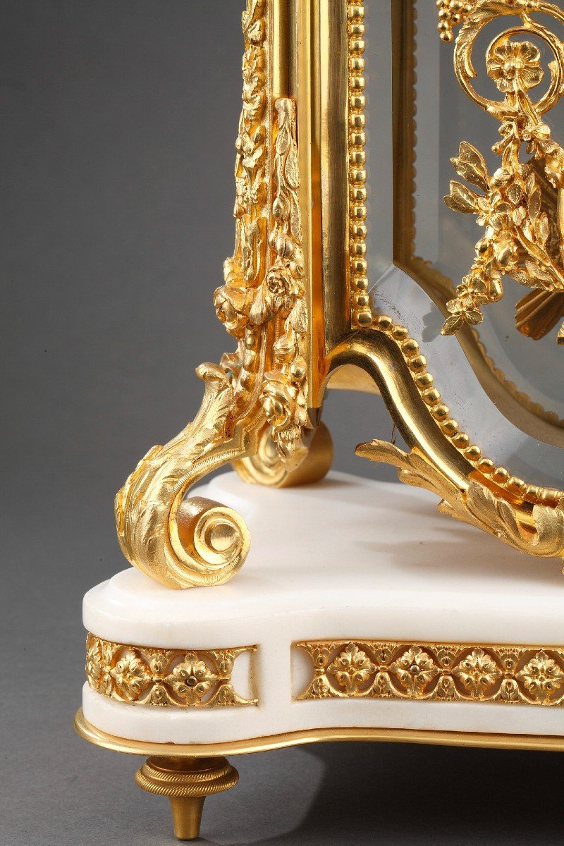 Napoleon III Crystal, Gilt Bronze And Marble Cage Clock, Signed Thibault-photo-2