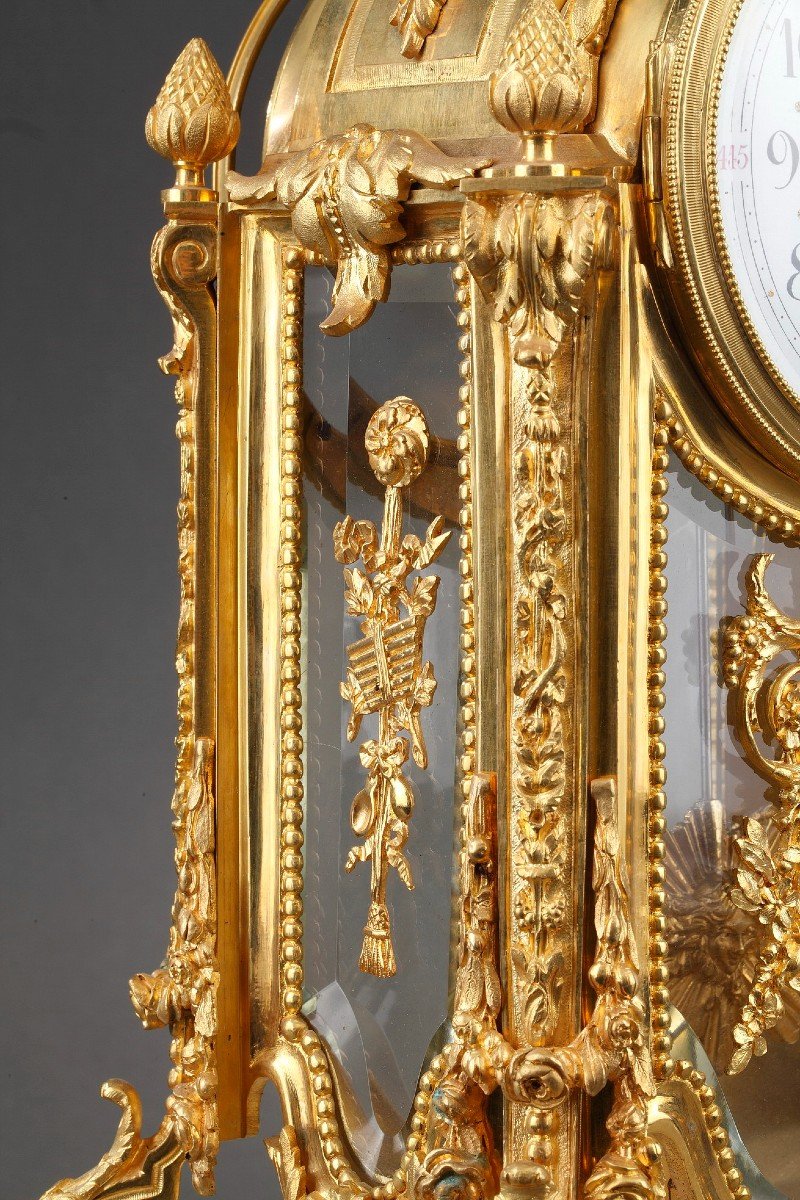 Napoleon III Crystal, Gilt Bronze And Marble Cage Clock, Signed Thibault-photo-6