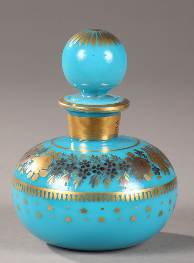 Blue Opaline Bottle Desvignes Charles X Decor-photo-2