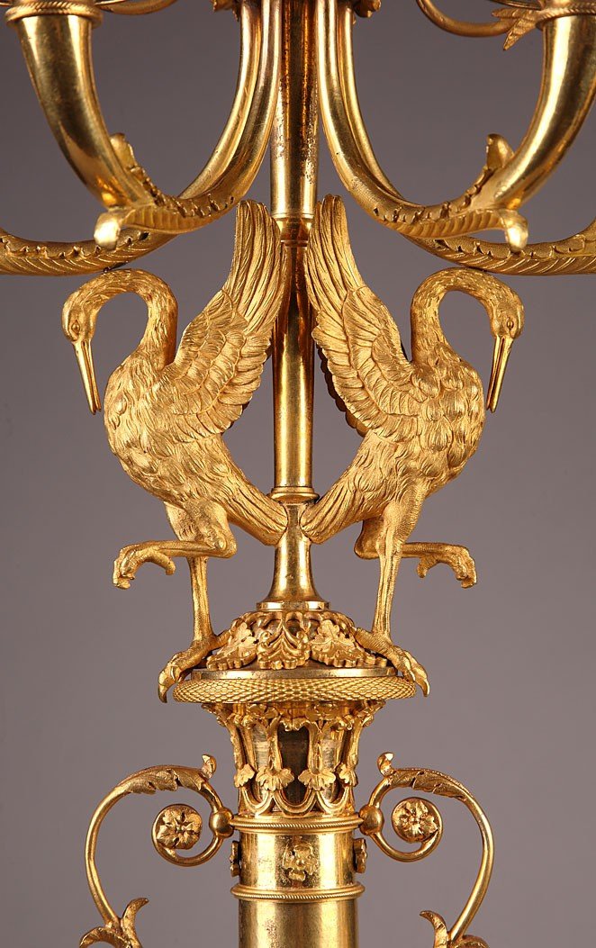 Pair Of Candelabra With Swans And Winged Women, Directoire Period -photo-4