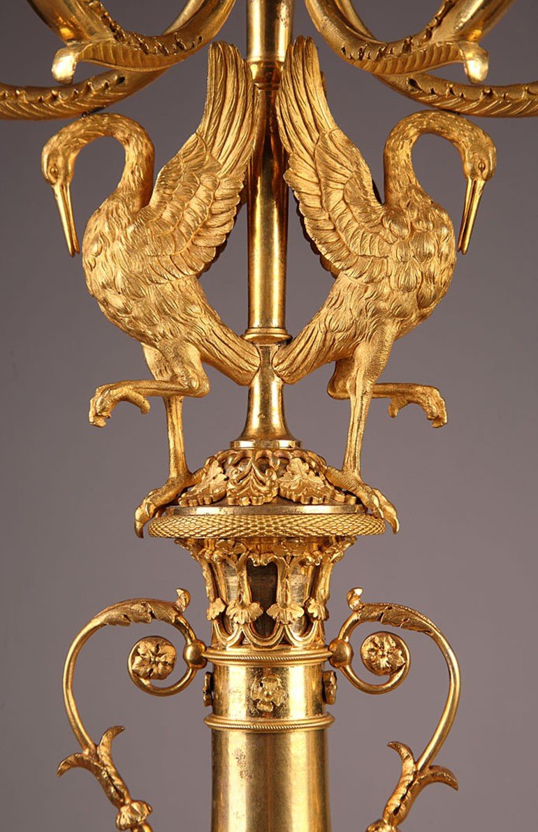 Pair Of Candelabra With Swans And Winged Women, Directoire Period -photo-2