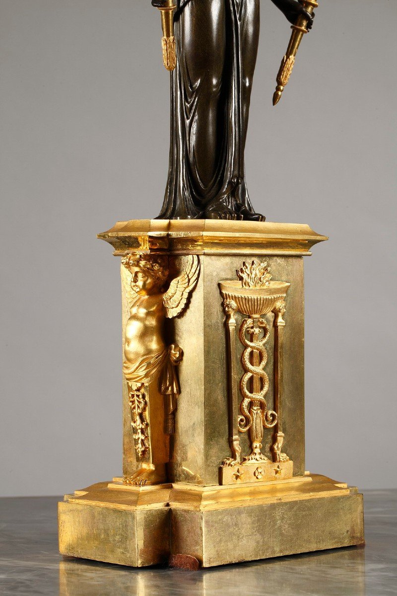 Pair Of Empire Period Candelabra With Peacocks And Winged Women -photo-7