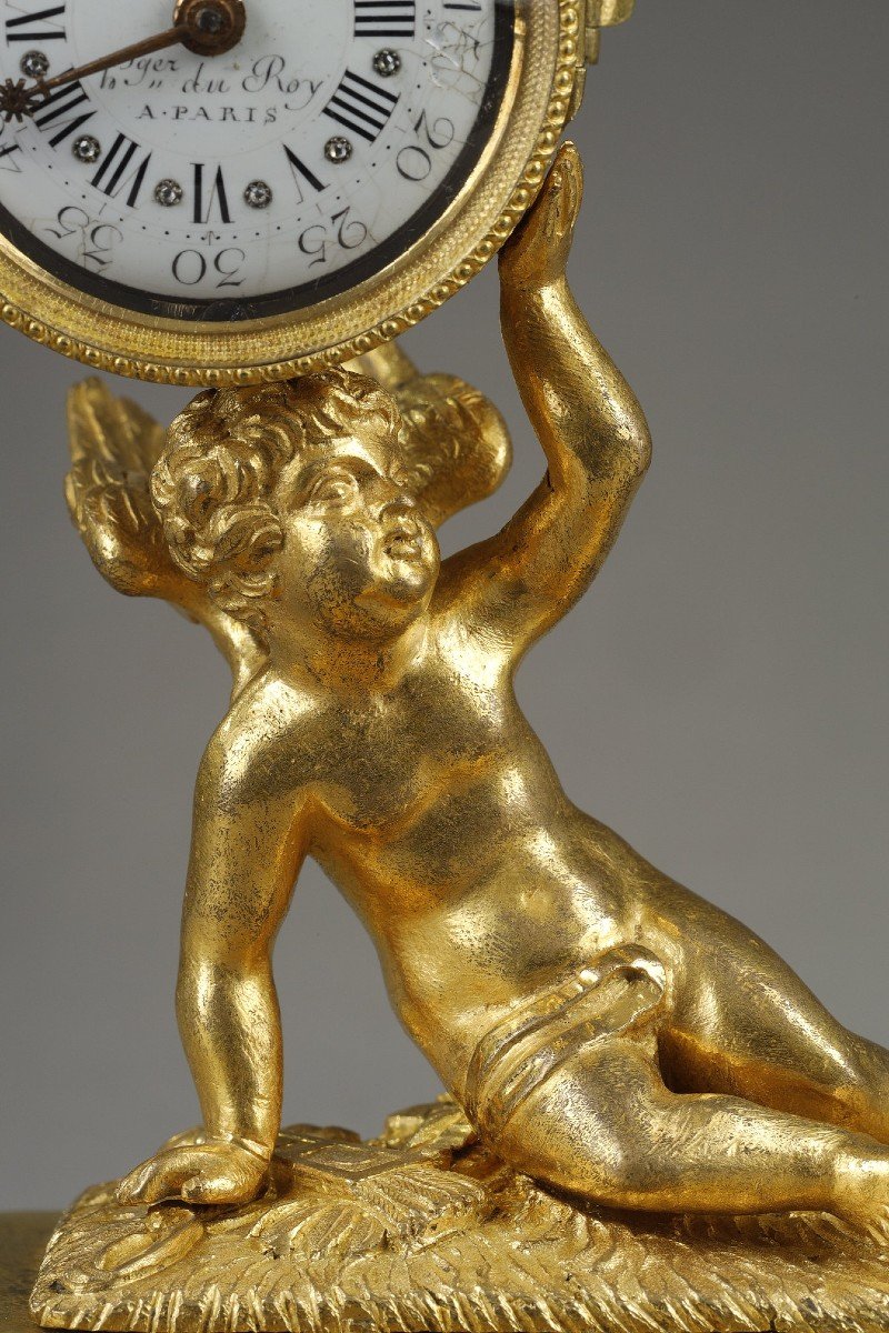 Small Putti Clock, Movement Signed Lépine -photo-2