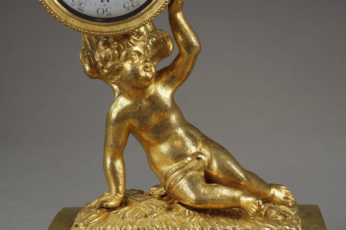 Small Putti Clock, Movement Signed Lépine -photo-1