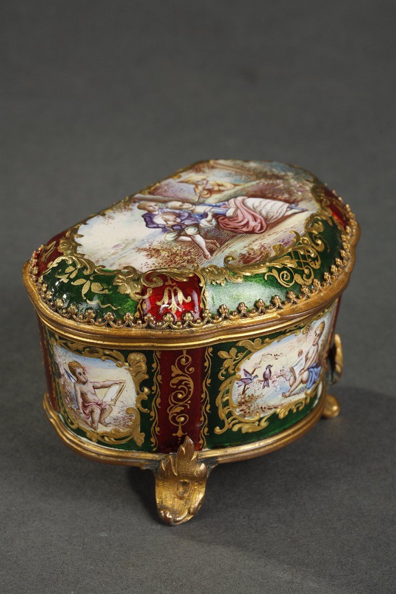 Small Vienna Enamel And Silver-gilt Box, 19th Century-photo-2