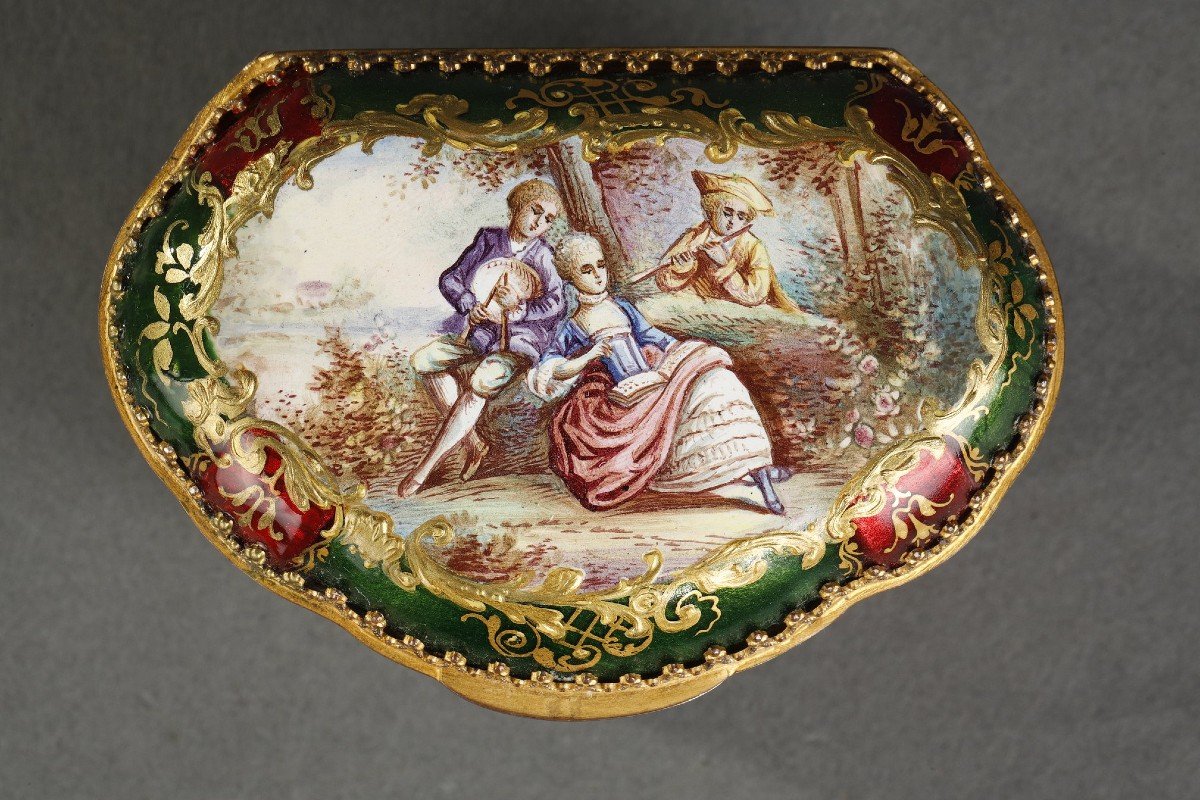 Small Vienna Enamel And Silver-gilt Box, 19th Century-photo-3