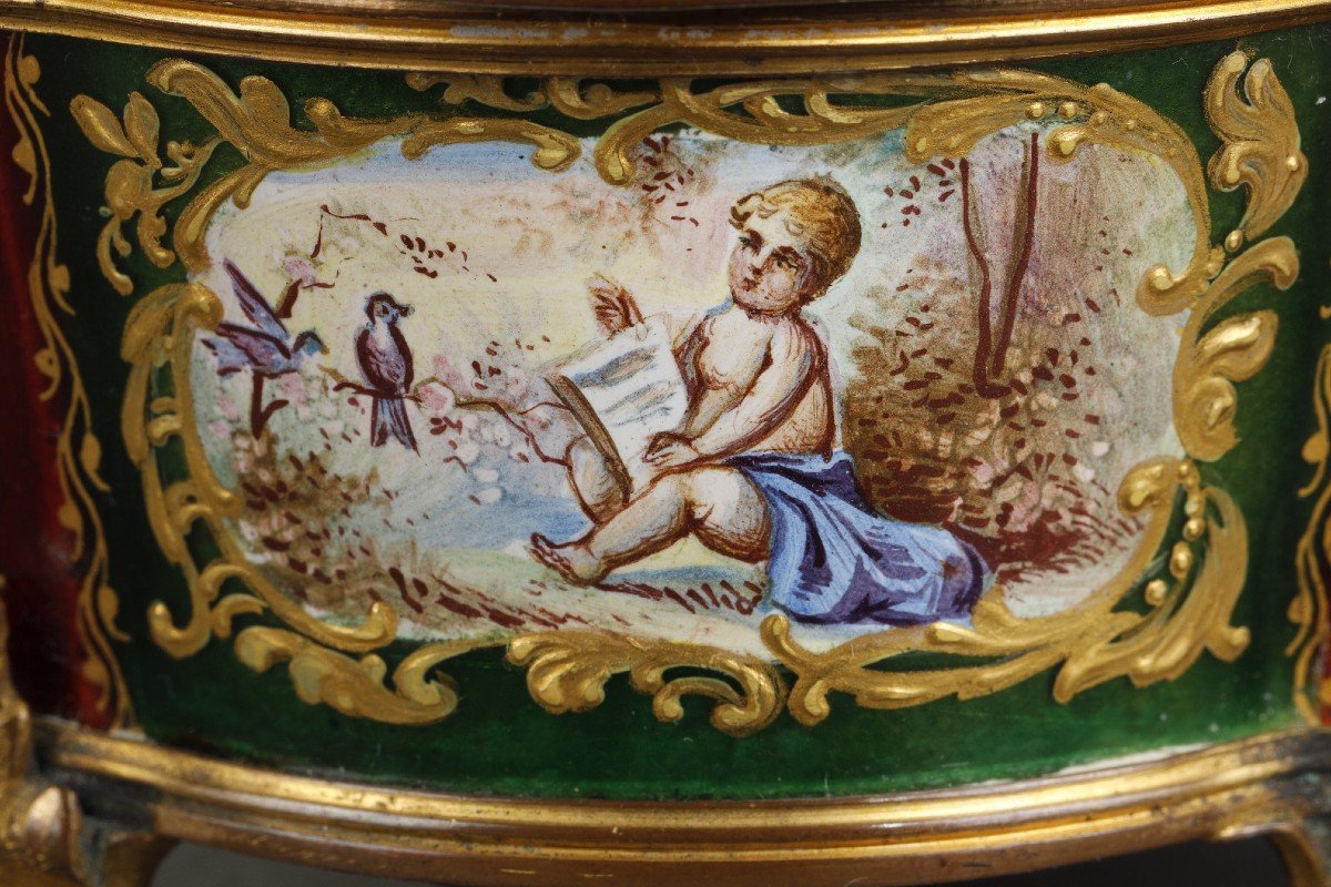 Small Vienna Enamel And Silver-gilt Box, 19th Century-photo-2