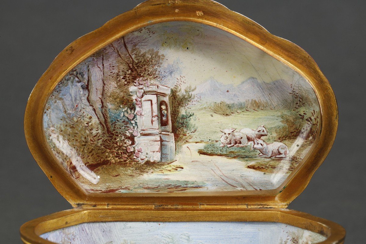 Small Vienna Enamel And Silver-gilt Box, 19th Century-photo-4