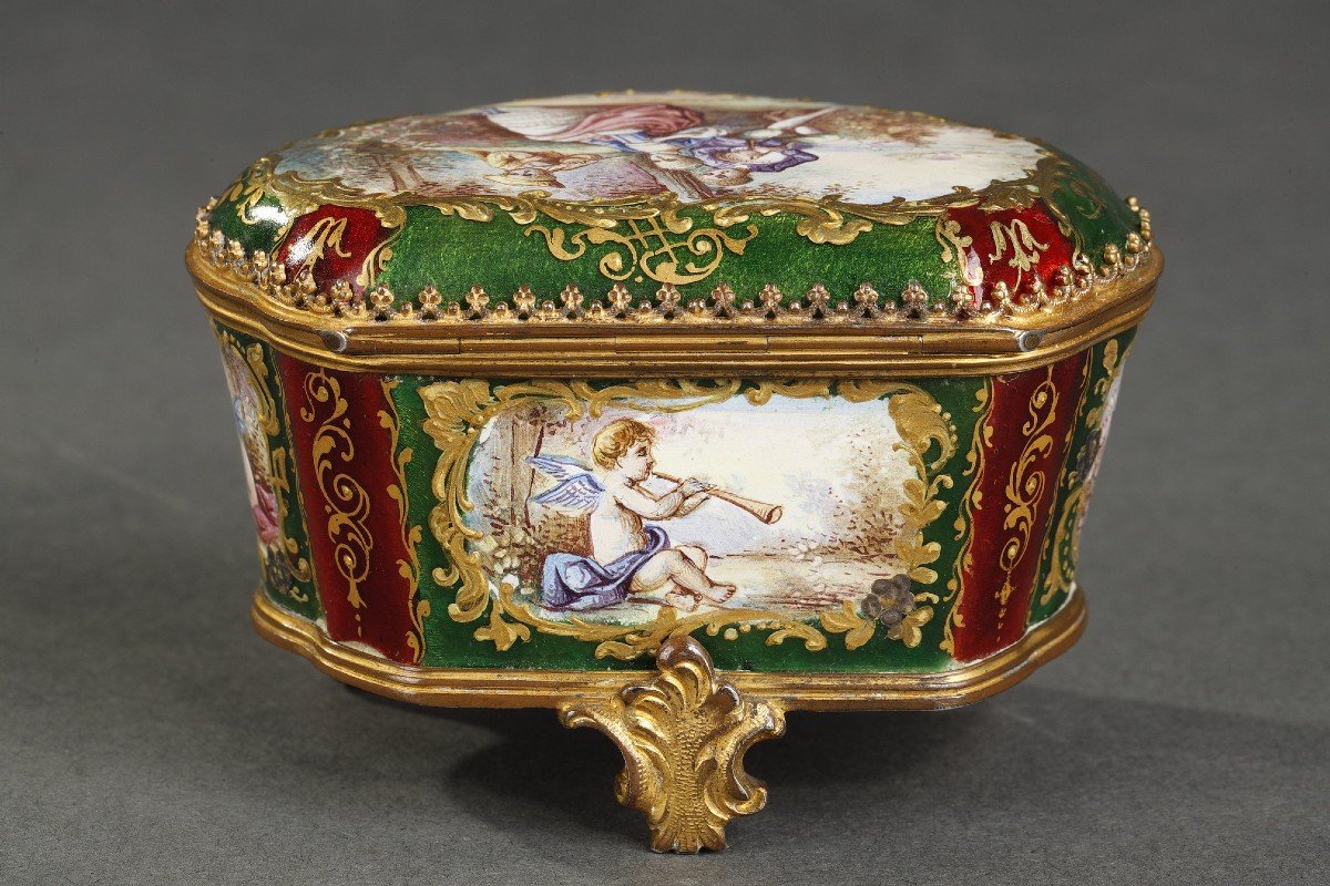 Small Vienna Enamel And Silver-gilt Box, 19th Century-photo-7