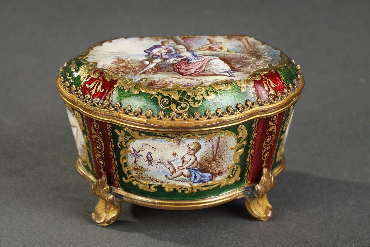 Small Vienna Enamel And Silver-gilt Box, 19th Century