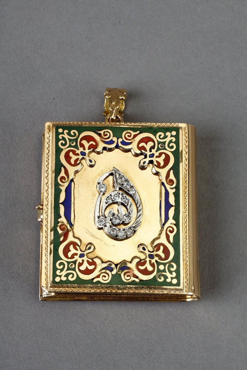 Gold And Diamond Quran Pendant, 19th Century-photo-4